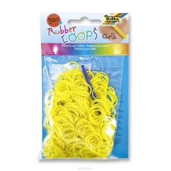 Резинки для браслетов Folia "Rubber Loops", 500 шт, 25 застежек, 1 крючок, цвет: желтый