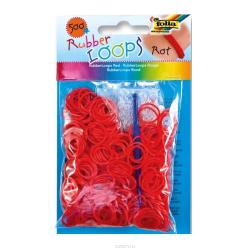 Резинки для браслетов Folia "Rubber Loops", 500 шт, 25 застежек, 1 крючок, цвет: красный