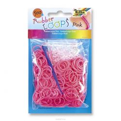 Резинки для браслетов Folia "Rubber Loops", 500 шт, 25 застежек, 1 крючок, цвет: розовый