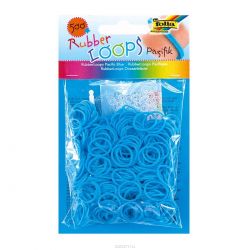 Резинки для браслетов Folia "Rubber Loops", 500 шт, 25 застежек, 1 крючок, цвет: голубой