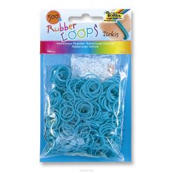 Резинки для браслетов Folia "Rubber Loops", 500 шт, 25 застежек, 1 крючок, цвет: бирюзовый