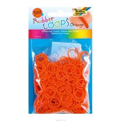 Резинки для браслетов Folia "Rubber Loops", 500 шт, 25 застежек, 1 крючок, цвет: оранжевый