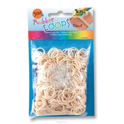 Резинки для браслетов Folia "Rubber Loops", 500 шт, 25 застежек, 1 крючок, цвет: телесный