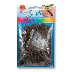 Резинки для браслетов Folia "Rubber Loops", 500 шт, 25 застежек, 1 крючок, цвет: шоколадный