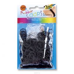 Резинки для браслетов Folia "Rubber Loops", 500 шт, 25 застежек, 1 крючок, цвет: черный