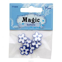 Пуговицы декоративные Magic Buttons "Цветы", цвет: синий, 6 шт. 7715045