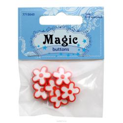 Пуговицы декоративные Magic Buttons "Цветы", цвет: красный, 6 шт