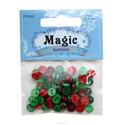 Пуговицы декоративные Magic Buttons "Круг", цвет: зеленый, красный, 5 г. 7711122