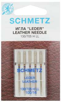 Набор игл для кожи Schmetz "Leder", №100, 5 шт