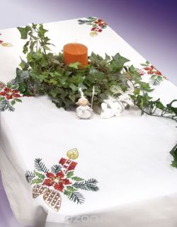 Скатерть для вышивания Марья Искусница "Рождественская свеча", 130 см х 160 см. 20.002.11