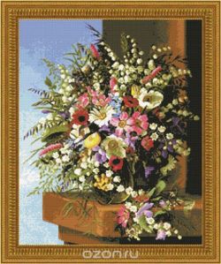 Набор для вышивания Kustomkrafts "Весенний букет", 36 см х 44 см. 20087