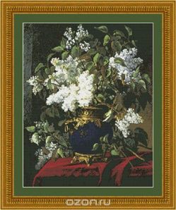 Набор для вышивания Kustomkrafts "Белая сирень", 36 см х 45 см. 97037