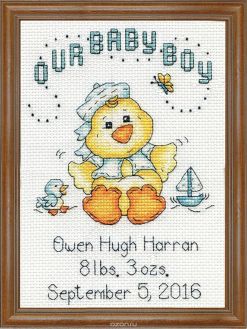 Набор для вышивания крестом Design Works "Мальчик-цыпленок", 13 х 18 см