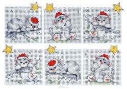Набор для вышивания игрушки Design Works "Рождество. Кошки", 7 х 9 см, 6 шт