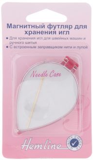 Футляр для хранения игл "Hemline", магнитный, с иглой, с встроенным нитевдевателем, с лупой