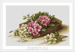 Набор для вышивания крестом Luca-S "Цветы азалии в корзине", 41,5 х 25 см