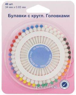 Булавки портновские Hemline "Ягодка", 34 х 0,65 мм, 40 шт