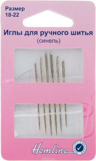 Набор ручных игл "Hemline", для синели, №18-22, 6 шт