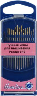 Иглы ручные для вышивания "Hemline", с острым кончиком, №5-10, 16 шт