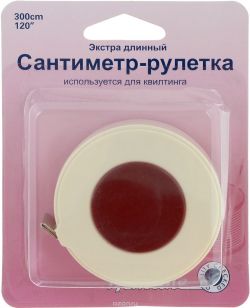 Сантиметр-рулетка "Hemline", с градацией в сантиметрах и дюймах, 300 см