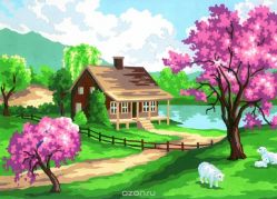 Канва с нанесенным рисунком "Collection D'Art", 30 х 40 см. 6186
