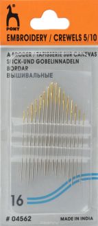Иглы ручные "Pony", для вышивания и шитья, №5/10, 16 шт. 04562