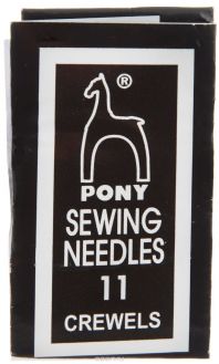 Иглы ручные Pony "Crewels", для вышивания и бисера, с золотым ушком, №11, 25 шт