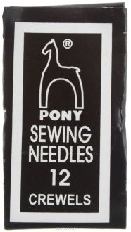 Иглы ручные Pony "Crewels", для вышивания и бисера, с золотым ушком, №12, 25 шт