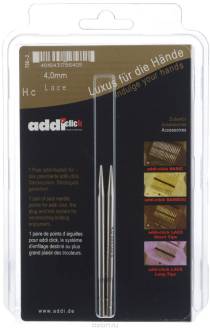 Спицы сменные "Addi Click. Lace", из латуни с никелевым покрытием, с удлиненным кончиком, диаметр 4 мм, 2 шт
