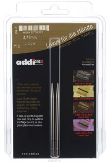 Спицы сменные "Addi Click. Lace", из латуни с никелевым покрытием, с удлиненным кончиком, диаметр 3,75 мм, 2 шт
