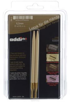 Спицы сменные "Addi Click", бамбуковые, диаметр 6 мм, 2 шт