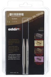Спицы сменные "Addi Click. Lace", из латуни с никелевым покрытием, с удлиненным кончиком, диаметр 6,5 мм, 2 шт