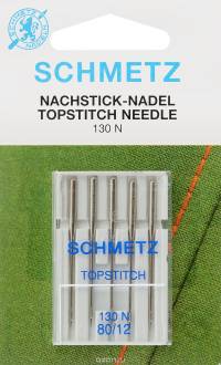 Иглы для бытовых швейных машин Schmetz "Topstitch", для декоративных строчек, №80, 5 шт