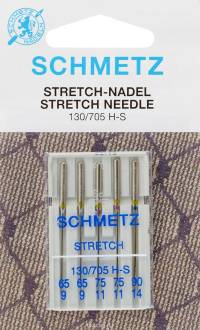 Иглы стрейч для бытовых швейных машин "Schmetz", для трикотажа, №65, 75, 90, 5 шт