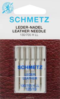 Иглы для бытовых швейных машин "Schmetz", для кожи, №120, 5 шт