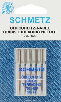 Иглы для бытовых швейных машин "Schmetz", универсальные, легковдеваемые, №90, 5 шт