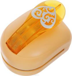Дырокол фигурный Hobbyboom "Сердце резное", №7, цвет: оранжевый, 5 х 5 см