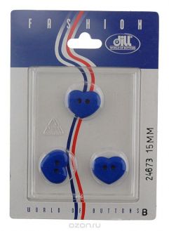 Пуговицы "Dill", цвет: синий, диаметр 15 мм, 3 шт