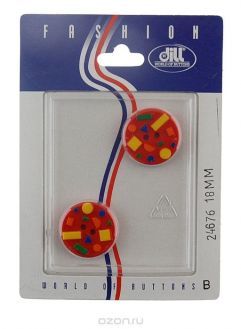 Пуговицы "Dill", цвет: красный, диаметр 18 мм, 2 шт