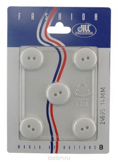 Пуговицы "Dill", цвет: белый, диаметр 14 мм, 5 шт. 024695/14-5