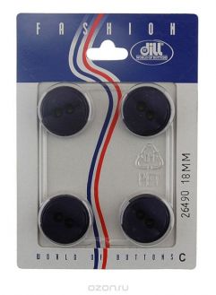 Пуговицы "Dill", диаметр 18 мм, пластик, 4 шт. 026490/18-4
