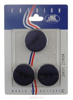 Пуговицы "Dill", цвет: черный, серый, диаметр 23 мм, 3 шт