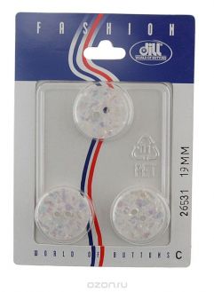 Пуговицы "Dill", диаметр 19 мм, пластик, 3 шт. 026531/19-3