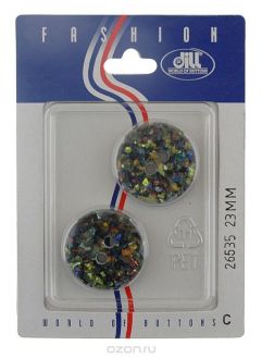 Пуговица "Dill", цвет: мультиколор, диаметр 23 мм, 2 шт