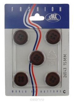 Пуговицы "Dill", диаметр 15 мм, пластик, 5 шт. 026543/15-5