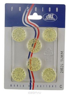 Пуговицы "Dill", цвет: бледно-желтый, диаметр 14 мм, 6 шт