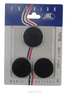 Пуговицы "Dill", цвет: черный, диаметр 23 мм, пластик, 3 шт. 026645/23-3