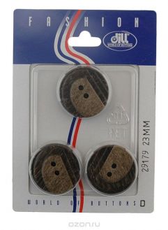 Пуговицы "Dill", цвет: коричневый, черный, диаметр 23 мм, 3 шт