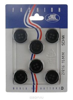Пуговицы "Dill", диаметр 15 мм, пластик, 6 шт. 029216/15-6