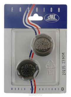 Пуговица "Dill", цвет: серый, диаметр 23 мм, 2 шт. 029235/23-2